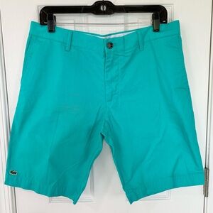 Lacoste Men’s Slim Fit Golf Shorts Turquoise Size 34 Flat Front